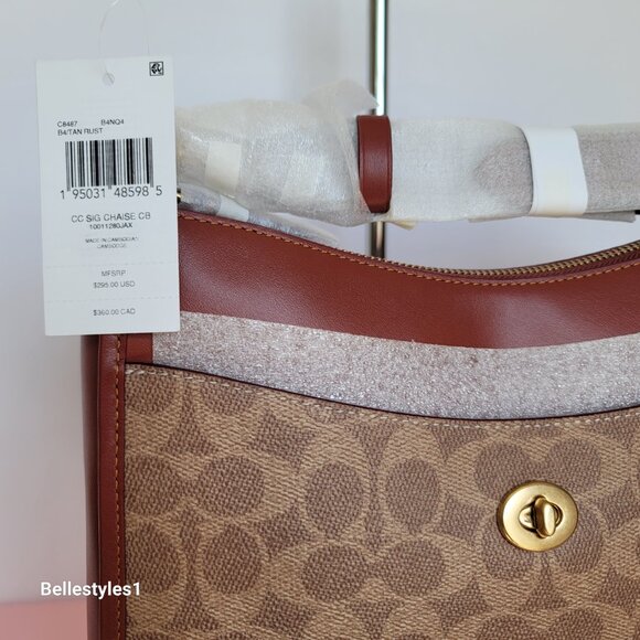 COACH Chaise Signature Canvas & Leather Crossbody Bag-Tan Rust color🎈$220. - Picture 16 of 16